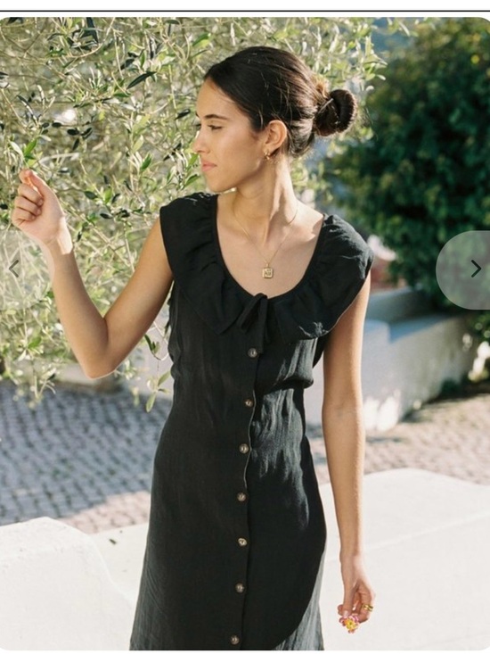 Harly Jae Dresses & Skirts - Harly Jae Etoile Dress Black Button-Front Midi Dress with Ruffled Collar